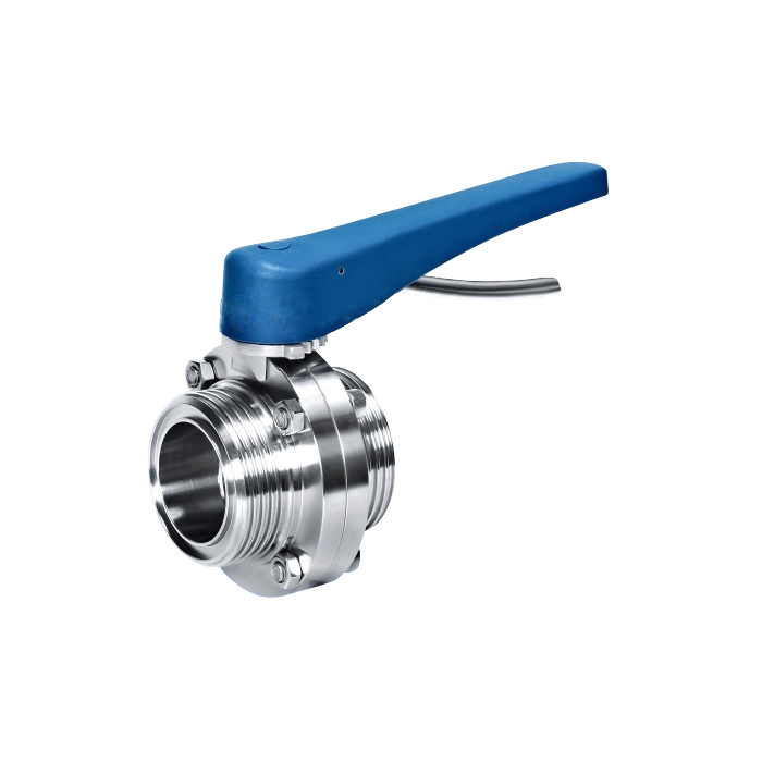 Threaded directional butterfly valve with plastic handle