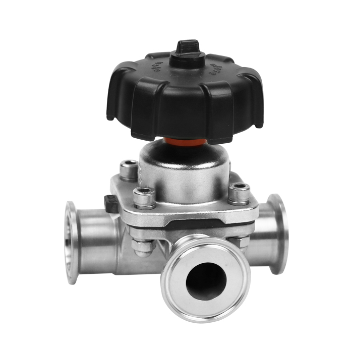 Double Film Clamp Connection 3 way Diaphragm Valve Sanitary