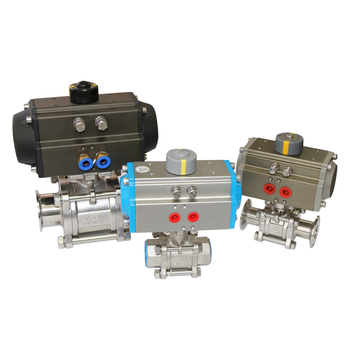 Sanitary 3pcs pneumatic ball valve