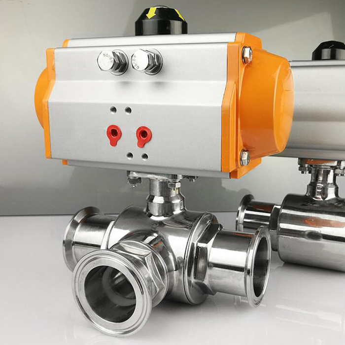 Sanitary Three-way Pneumatic Ball Valve